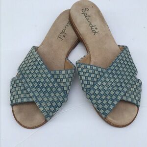 Splendid Baron Cross Slide Sandals Denim Blue